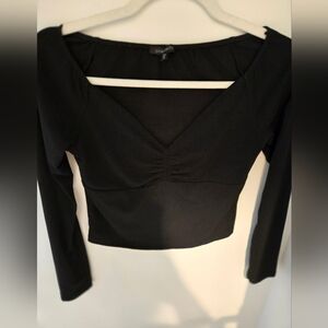 2 FOR $20 ITEM- Dynamite Black V-Neck Crop Top